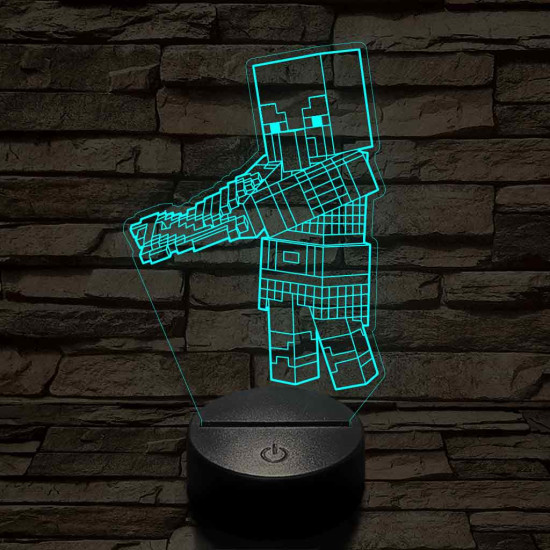 Minecraft Fosztogató – 7 színű, színváltós 3D LED lámpa