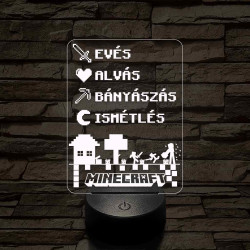Minecraft élet – 7 színű, színváltós 3D LED lámpa 