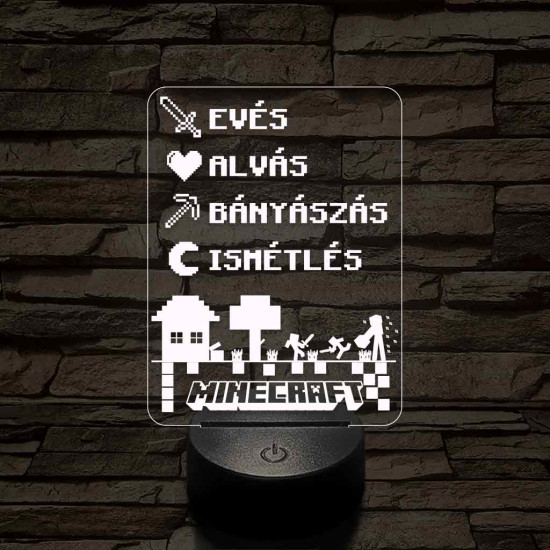 Minecraft élet – 7 színű, színváltós 3D LED lámpa 