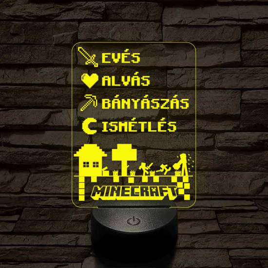 Minecraft élet – 7 színű, színváltós 3D LED lámpa 