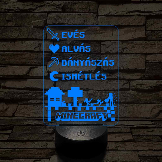 Minecraft élet – 7 színű, színváltós 3D LED lámpa 