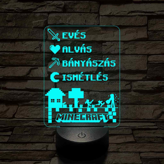 Minecraft élet – 7 színű, színváltós 3D LED lámpa 