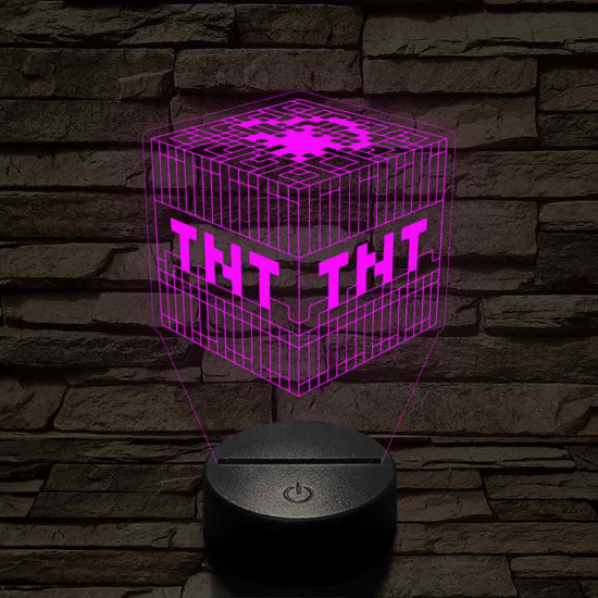 Minecraft TNT – 7 színű, színváltós 3D LED lámpa