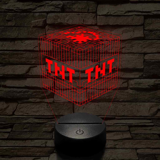 Minecraft TNT – 7 színű, színváltós 3D LED lámpa