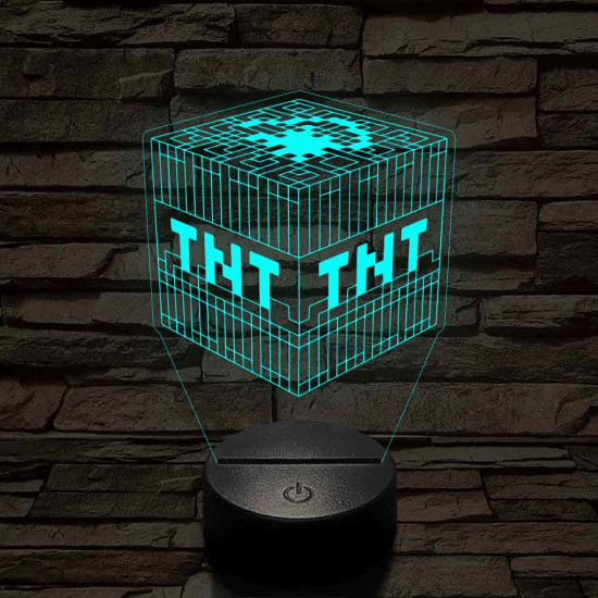 Minecraft TNT – 7 színű, színváltós 3D LED lámpa