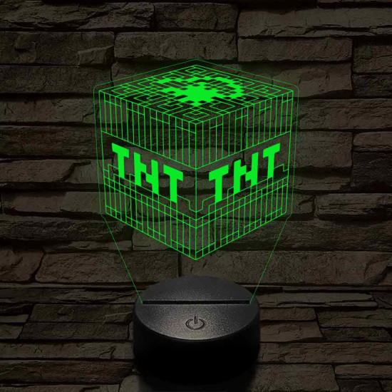 Minecraft TNT – 7 színű, színváltós 3D LED lámpa