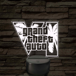 GTA 6 logó – 7 színű, színváltós LED lámpa