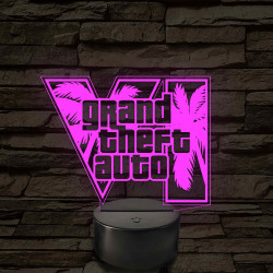 GTA 6 logó – 7 színű, színváltós LED lámpa
