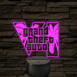 GTA 6 logó – 7 színű, színváltós LED lámpa