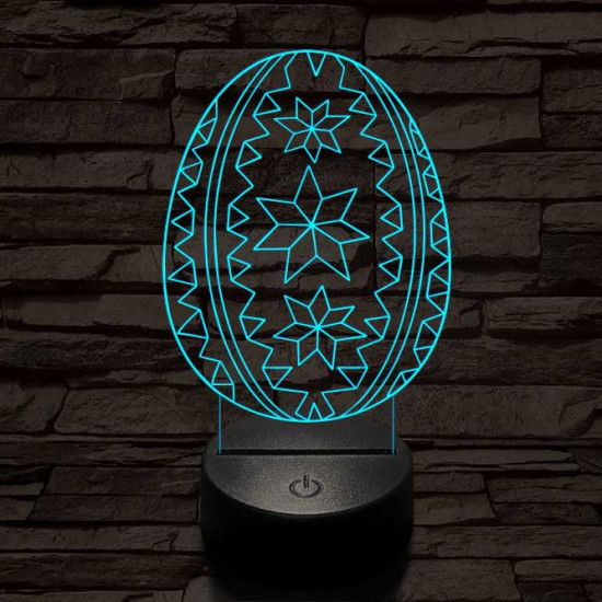 Hímes tojás 7 színű 3D led lámpa