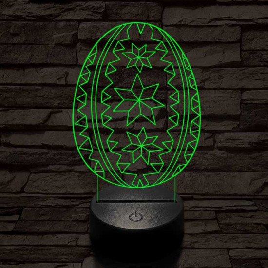 Hímes tojás 7 színű 3D led lámpa