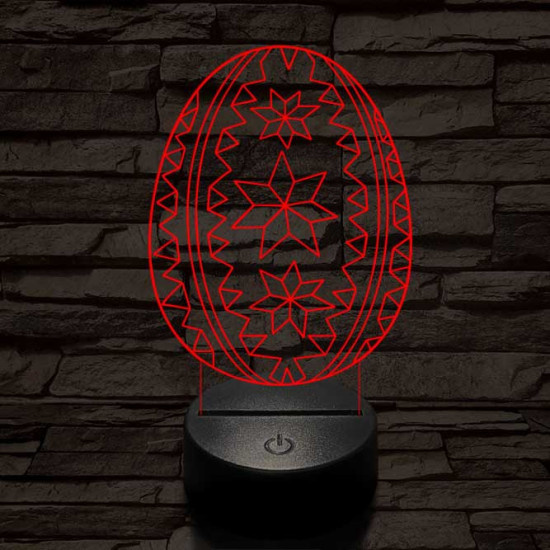 Hímes tojás 7 színű 3D led lámpa