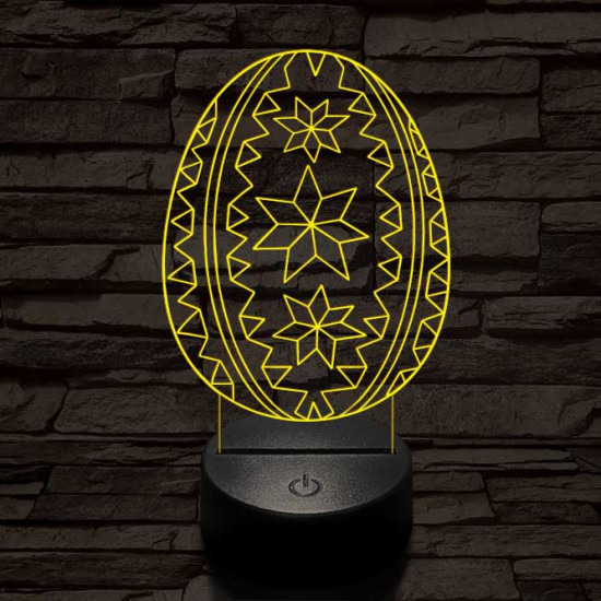Hímes tojás 7 színű 3D led lámpa