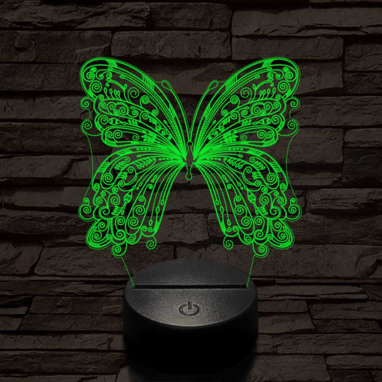 Szép, motívumos, pillangós  7 színű 3D led lámpa