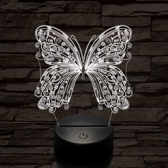 Szép, motívumos, pillangós  7 színű 3D led lámpa