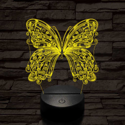 Szép, motívumos, pillangós  7 színű 3D led lámpa