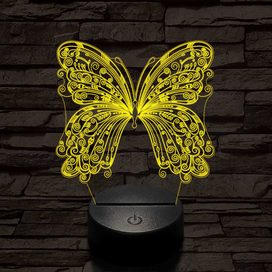 Szép, motívumos, pillangós  7 színű 3D led lámpa
