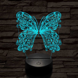 Szép, motívumos, pillangós  7 színű 3D led lámpa
