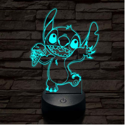 Táncoló űrkutya fagyival 7 színű 3D led lámpa