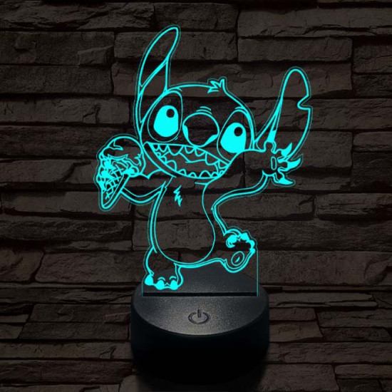 Táncoló űrkutya fagyival 7 színű 3D led lámpa