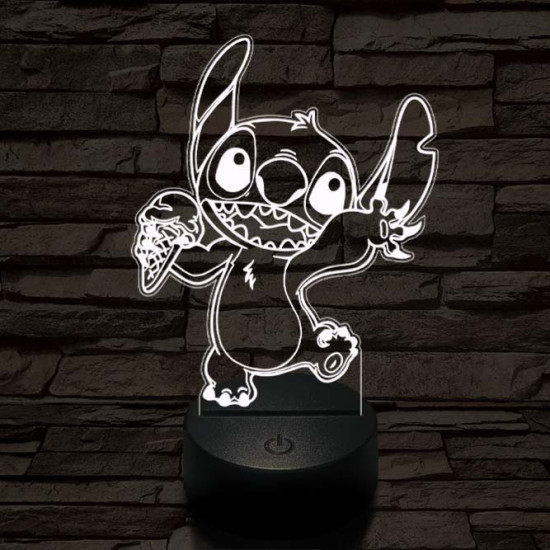 Táncoló űrkutya fagyival 7 színű 3D led lámpa