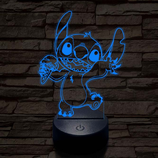 Táncoló űrkutya fagyival 7 színű 3D led lámpa