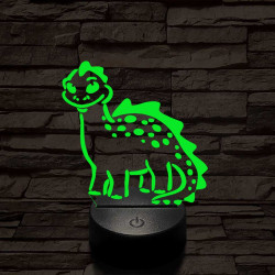 Mosolygós dínó 7 színű 3D led lámpa