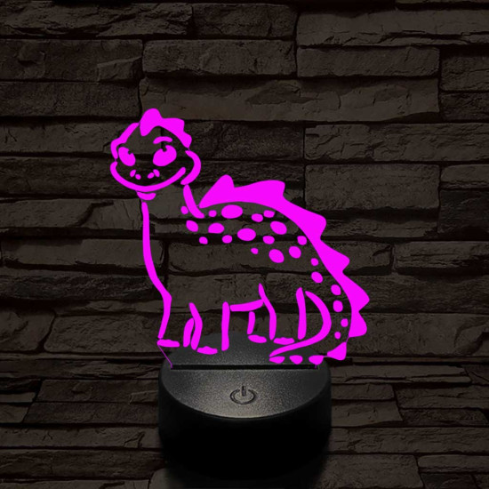 Mosolygós dínó 7 színű 3D led lámpa