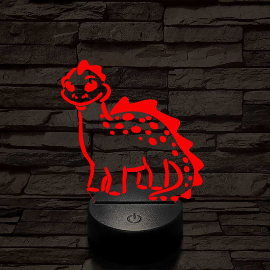 Mosolygós dínó 7 színű 3D led lámpa