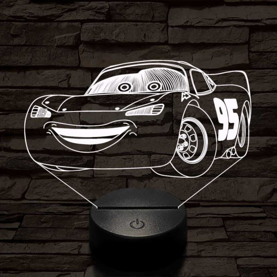 Villám McQueen 7 színű 3D led lámpa