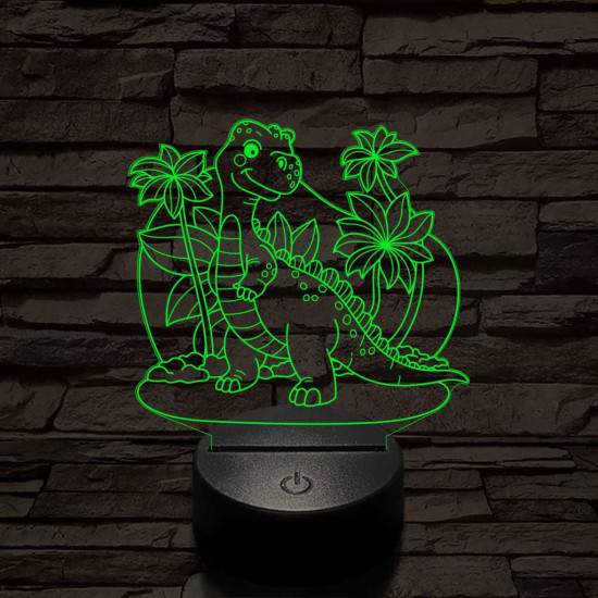 Mosolygós t-rex 7 színű 3D led lámpa
