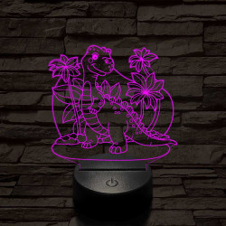Mosolygós t-rex 7 színű 3D led lámpa