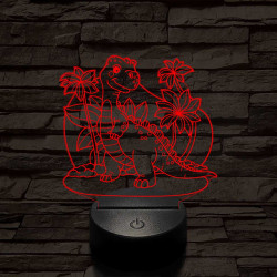 Mosolygós t-rex 7 színű 3D led lámpa