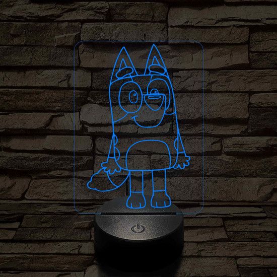 Kedves kék kutya 7 színű 3D led lámpa