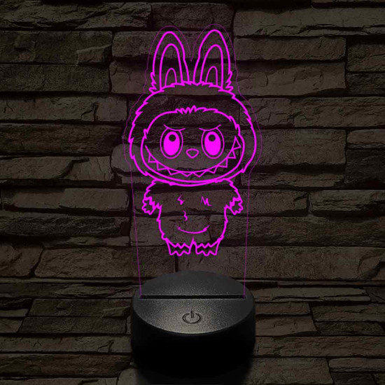 Labubu 7 színű 3D led lámpa