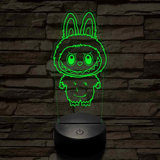 Labubu 7 színű 3D led lámpa
