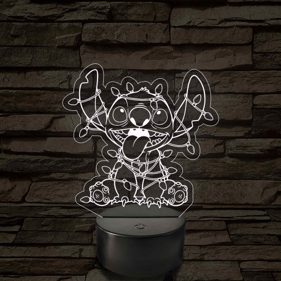 Űrkutya karácsonyfa dísszel – 7 színű, színváltós 3D LED lámpa