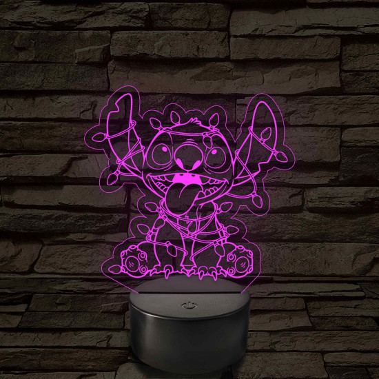 Űrkutya karácsonyfa dísszel – 7 színű, színváltós 3D LED lámpa