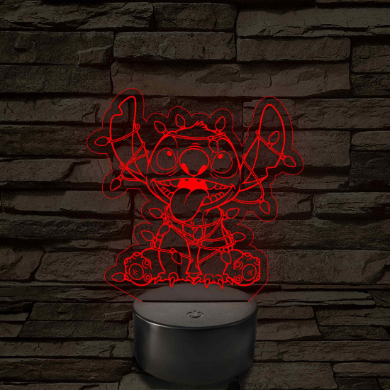 Űrkutya karácsonyfa dísszel – 7 színű, színváltós 3D LED lámpa