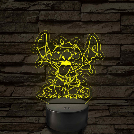 Űrkutya karácsonyfa dísszel – 7 színű, színváltós 3D LED lámpa