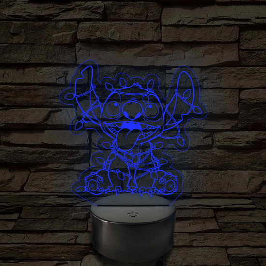 Űrkutya karácsonyfa dísszel – 7 színű, színváltós 3D LED lámpa