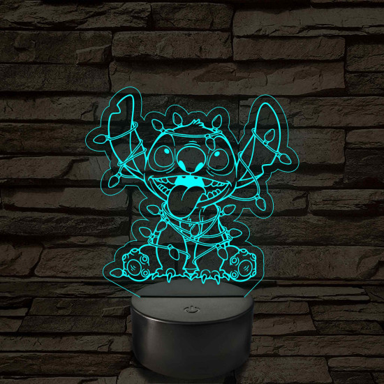 Űrkutya karácsonyfa dísszel – 7 színű, színváltós 3D LED lámpa