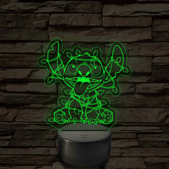 Űrkutya karácsonyfa dísszel – 7 színű, színváltós 3D LED lámpa