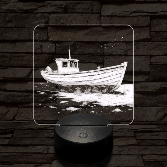 Partra vetett hajó 7 színű valósághű 3D led lámpa