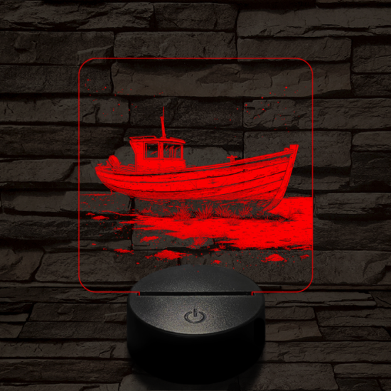 Partra vetett hajó 7 színű valósághű 3D led lámpa