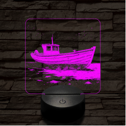 Partra vetett hajó 7 színű valósághű 3D led lámpa