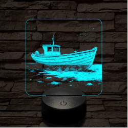 Partra vetett hajó 7 színű valósághű 3D led lámpa