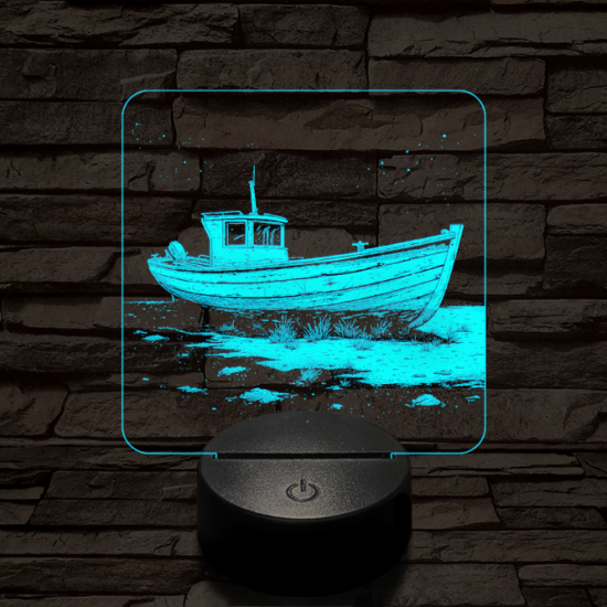 Partra vetett hajó 7 színű valósághű 3D led lámpa