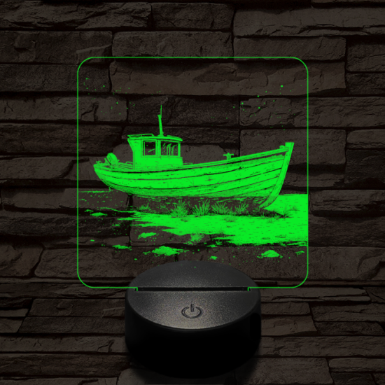 Partra vetett hajó 7 színű valósághű 3D led lámpa
