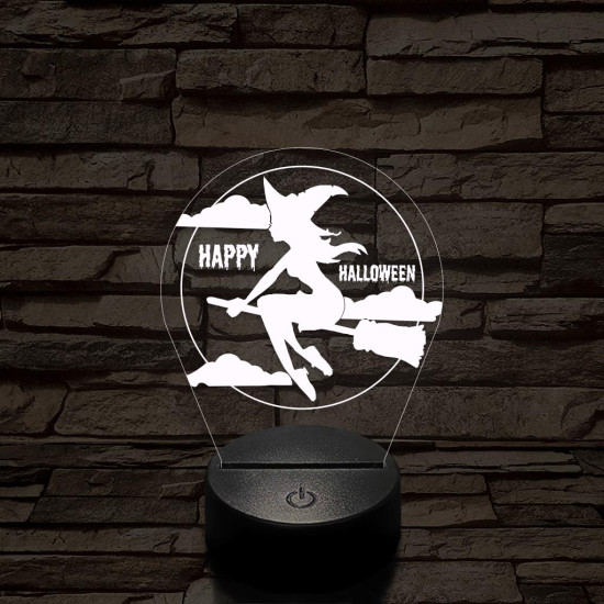 Seprűn suhanó boszi 7 színű  3D led lámpa